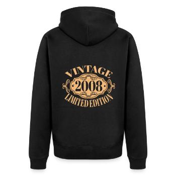 Millésime 2008 - 15 ans, 15ème anniversaire Ados - Veste à capuche bio Premium Unisexe - noir - Dos - Nico (187cm)