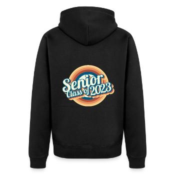 Senior Class Of 2023 Retro Graduation Party Gift - Unisex Premium Organic Zip Hoodie - black - Back - Nico (187cm)