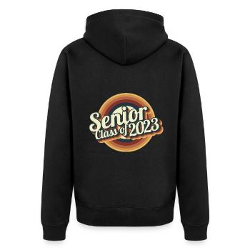 Senior Class Of 2023 Retro Graduation Party Geschenk - Unisex Premium Bio Zip Hoodie - Schwarz - Hinten - Nico (187cm)