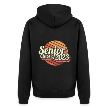 Senior Class Of 2023 Retro Graduation Party Geschenk - Unisex Premium Bio Zip Hoodie - Schwarz - Hinten - Nico (187cm)