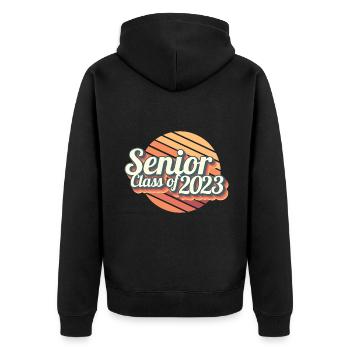 Cadeau de fête de remise des diplômes rétro de la classe senior de 2023 - Veste à capuche bio Premium Unisexe - noir - Dos - Nico (187cm)