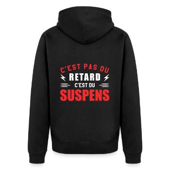 C'est Pas Du Retard C'est Du Suspens - Veste à capuche bio Premium Unisexe - noir - Dos - Nico (187cm)