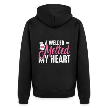 Welder outfit for welders - Unisex Premium Organic Zip Hoodie - black - Back - Nico (187cm)