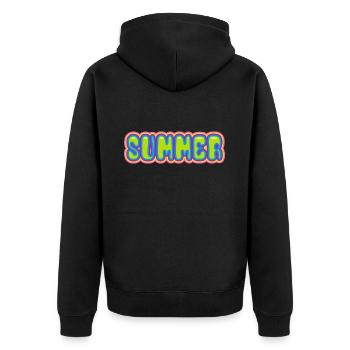 Summer - sun - holiday - good mood - Unisex Premium Organic Zip Hoodie - black - Back - Nico (187cm)