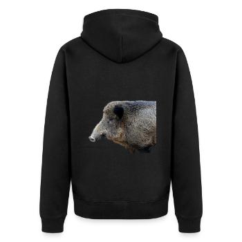Wild boar Wild boar Pig Sow Pigs - Unisex Premium Organic Zip Hoodie - black - Back - Nico (187cm)