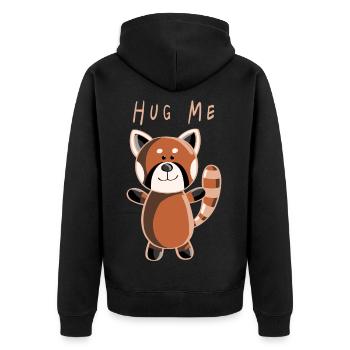 Hug Me Roter Panda - Pandas - Tier - Tiere - Unisex Premium Bio Zip Hoodie - Schwarz - Hinten - Nico (187cm)