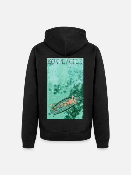Bodensee Boottraum Illustration - Unisex Premium Bio Zip Hoodie - Schwarz