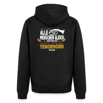 Tenorhornist Musikverein - Tenorhorn spielen - Unisex Premium Bio Zip Hoodie - Schwarz - Hinten - Nico (187cm)