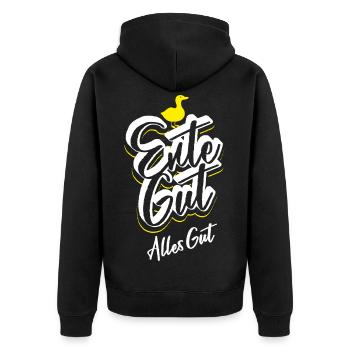 Ente Gut Alles Gut - Lustiger Spruch - Witzig - Unisex Premium Bio Zip Hoodie - Schwarz - Hinten - Nico (187cm)