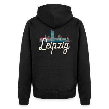 Leipzig - Unisex Premium Bio Zip Hoodie - Schwarz - Hinten - Nico (187cm)