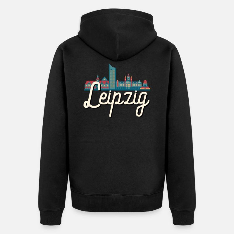 Leipzig - Unisex Premium Bio Zip Hoodie - Schwarz