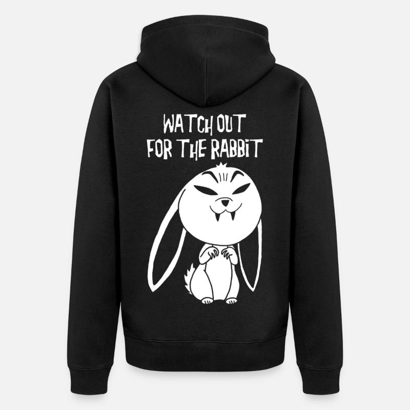 Lapin vampire blanc (anglais) - Veste à capuche bio Premium Unisexe - noir