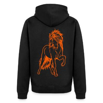 Iceland stallion in orange - Unisex Premium Organic Zip Hoodie - black - Back - Nico (187cm)