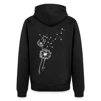 Pusteblumen - Unisex Premium Bio Zip Hoodie - Schwarz - Hinten - Nico (187cm)