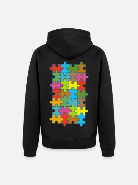 Mehrfarbiges Puzzle - Unisex Premium Bio Zip Hoodie - Schwarz