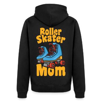 Rollschuh Mama - Unisex Premium Bio Zip Hoodie - Schwarz - Hinten - Nico (187cm)