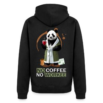 Panda im Bademantel - Unisex Premium Bio Zip Hoodie - Schwarz - Hinten - Nico (187cm)