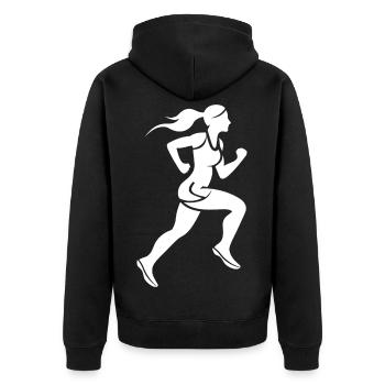 Runner - Unisex Premium Organic Zip Hoodie - black - Back - Nico (187cm)