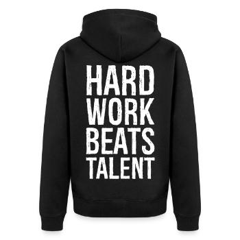 Le travail acharné l’emporte sur le talent - Veste à capuche bio Premium Unisexe - noir - Dos - Nico (187cm)