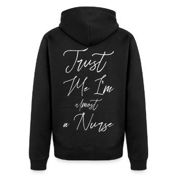 Trust me I'm almost a Nurse - Unisex Premium Organic Zip Hoodie - black - Back - Nico (187cm)