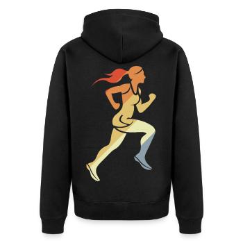 Läufermädchen Retro-Stil - Unisex Premium Bio Zip Hoodie - Schwarz - Hinten - Nico (187cm)