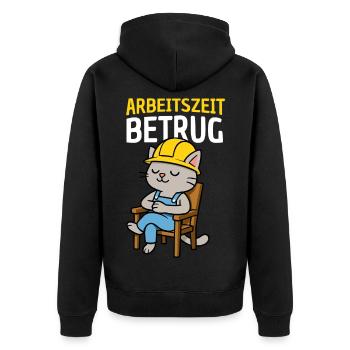 Arbeitszeitbetrug Katze - Unisex Premium Bio Zip Hoodie - Schwarz - Hinten - Nico (187cm)