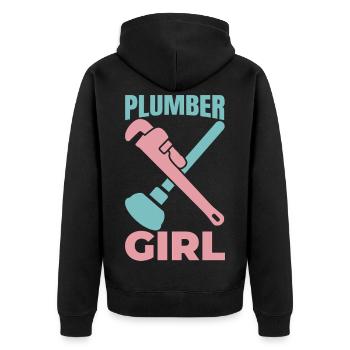 Plombière Fille - Veste à capuche bio Premium Unisexe - noir - Dos - Nico (187cm)