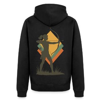 archery bow target archer silhouette - Unisex Premium Organic Zip Hoodie - black - Back - Nico (187cm)