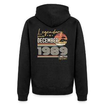 Cadeau 36e Anniversaire Décembre 1989 - Veste à capuche bio Premium Unisexe - noir - Dos - Nico (187cm)