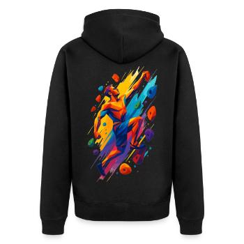 Bouldering Climbing Power Boulderer Abstract Gift - Unisex Premium Organic Zip Hoodie - black - Back - Nico (187cm)