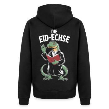 Lézard du serment Motif de justice drôle - Veste à capuche bio Premium Unisexe - noir - Dos - Nico (187cm)