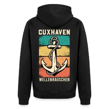 North Sea Holiday CUXHAVEN WAVE NOISE Funny - Unisex Premium Organic Zip Hoodie - black - Back - Nico (187cm)