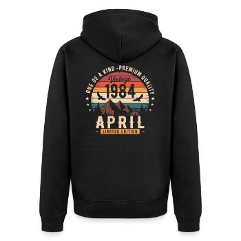 Vintage Anniversary April 1984 April 1984 - Unisex Premium Organic Zip Hoodie - black - Back - Nico (187cm)