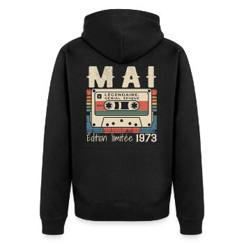 Mai 1983 - Veste à capuche bio Premium Unisexe - noir - Dos - Nico (187cm)
