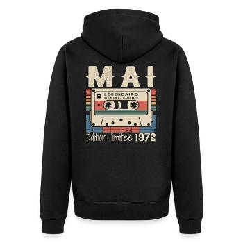 Mai 1983 - Veste à capuche bio Premium Unisexe - noir - Dos - Nico (187cm)