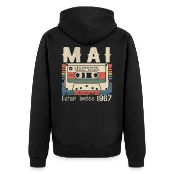 Mai 1967 - Veste à capuche bio Premium Unisexe - noir - Dos - Nico (187cm)
