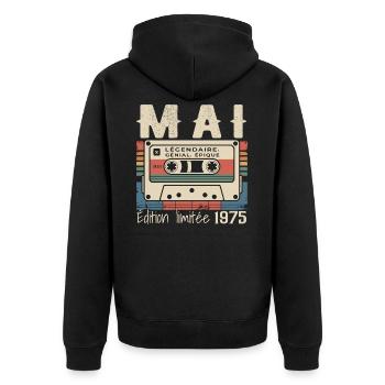 Mai 1975 - Veste à capuche bio Premium Unisexe - noir - Dos - Nico (187cm)