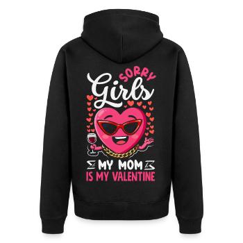 Retro Heart Valentine's Day Design Love - Unisex Premium Organic Zip Hoodie - black - Back - Nico (187cm)