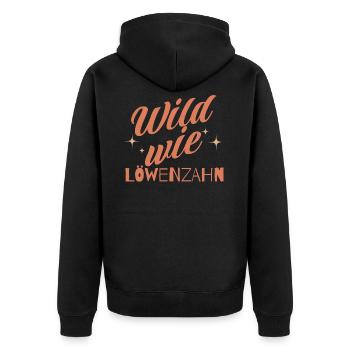 Wild Löwenzahn Script - Unisex Premium Bio Zip Hoodie - Schwarz - Hinten - Nico (187cm)