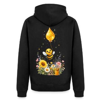 Biene Honig Imker Honigwabe Blumen Wiese Insekt - Unisex Premium Bio Zip Hoodie - Schwarz - Hinten - Nico (187cm)