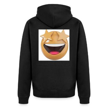 Sternenblick Lachen - Unisex Premium Bio Zip Hoodie - Schwarz - Hinten - Nico (187cm)