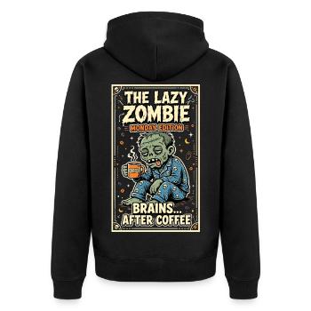 Humour de café du Lundi-zombie paresseux - Veste à capuche bio Premium Unisexe - noir - Dos - Nico (187cm)