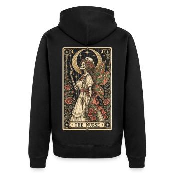 Das Nurse Card Fairycore-Skelett - Unisex Premium Bio Zip Hoodie - Schwarz - Hinten - Nico (187cm)
