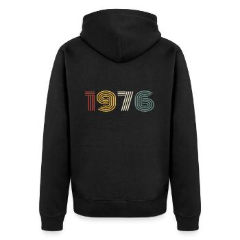 1976 Retro Style 1976 Birthday 1976 Vintage - Unisex Premium Organic Zip Hoodie - black - Back - Nico (187cm)