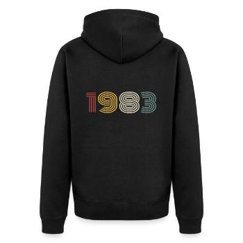 1983 Retro Style 1983 Birthday 1983 Vintage - Unisex Premium Organic Zip Hoodie - black - Back - Nico (187cm)