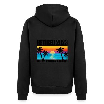 Ruhestand 2023 Ruhestand Geschenk für Männer & Frauen Lustig - Unisex Premium Bio Zip Hoodie - Schwarz - Hinten - Nico (187cm)