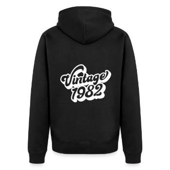 Millésime 1982, 40 ans, cadeau de 40e anniversaire - Veste à capuche bio Premium Unisexe - noir - Dos - Nico (187cm)