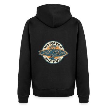No Waves No Fun - Surfer - Geschenk - Unisex Premium Bio Zip Hoodie - Schwarz - Hinten - Nico (187cm)