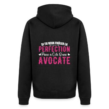 La Perfection C'est à Côté D'une Avocate - Veste à capuche bio Premium Unisexe - noir - Dos - Nico (187cm)
