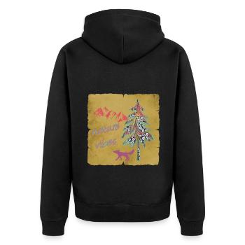natur 41 tanne und fuchs - Unisex Premium Bio Zip Hoodie - Schwarz - Hinten - Nico (187cm)